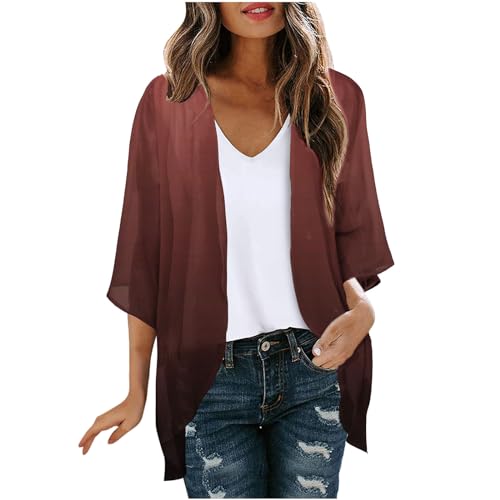 Plus Size Womens Clothes,Kimonos for Women Plus Size Casual Cover up Floral Print Puff Sleeve Kimono Cardigan Lightweight Summer Cruise Outfits 2024 Special Deals