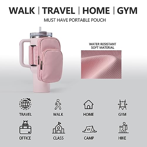 SUITMAT Water Bottle Pouch for Stanley Quencher Cup Tumbler, Large Cup Pouch Bag for Stanley Cup Accessories, with Multiple Pockets (Bag Only)