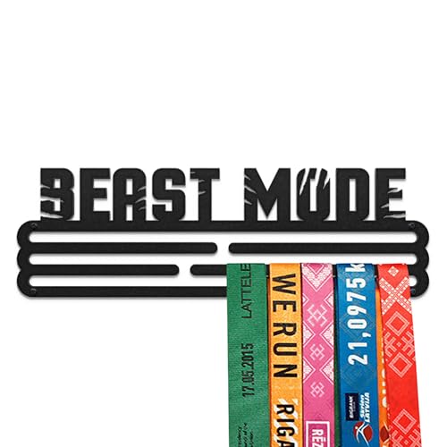 Sports Medal Hanger Display Race Beast Mode | Black Race Medal Holder Awards Wall Mount | Running Marathon Race Medal Display for Wall | Steel Medal Holder for Wall Holds up to 30 Medals