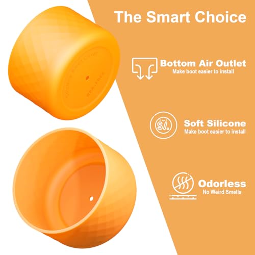 Comheral 2PCS Silicone Water Bottle Boot for Owala 24oz, Anti-Slip Protective Sleeve Bottom Bumper for FreeSip, Twist, and Flip Stainless Steel Bottles, Dishwasher Safe and BPA Free(Orange)