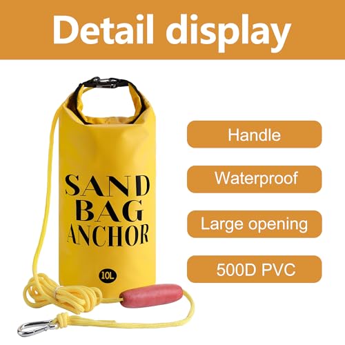 RunNico 10L 500D Sand Anchor for Small Boats,2 in 1 PWC Jet Ski Anchor Kit with Adjustable Buoy,Waterproof Dry Bag for Jet Ski, Kayak, Boat, Watercraft and Canoe
