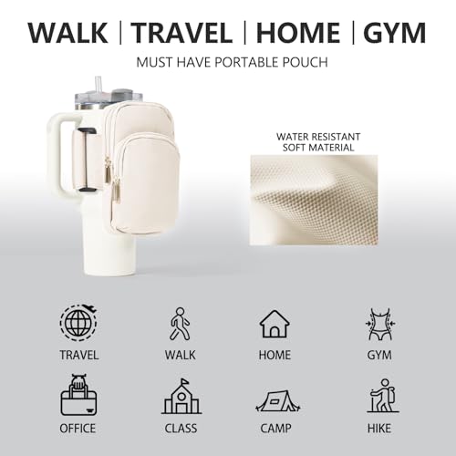SUITMAT Water Bottle Pouch for Stanley Quencher Cup Tumbler, Large Cup Pouch Bag for Stanley Cup Accessories, with Multiple Pockets (Bag Only)