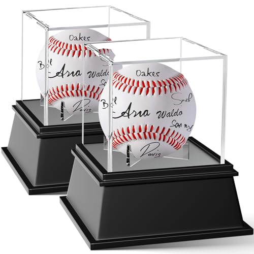2 Packs Baseball Display Case, Leffis Baseball Holder Display Case, Acrylic UV Protected Baseball Case for Display, Baseball Display Case for Autographed Baseball