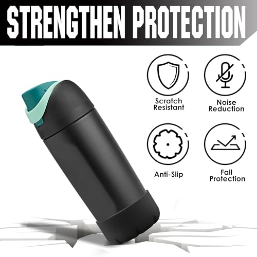 VIKIZUES Silicone Boot Compatible with Owala Kids Water Bottle 14/16 oz & S'well 17oz Water Bottle and More 12/17 oz Stainless Steel Water Bottles, Anti-Slip Bottom Protector Sleeve (Pink)