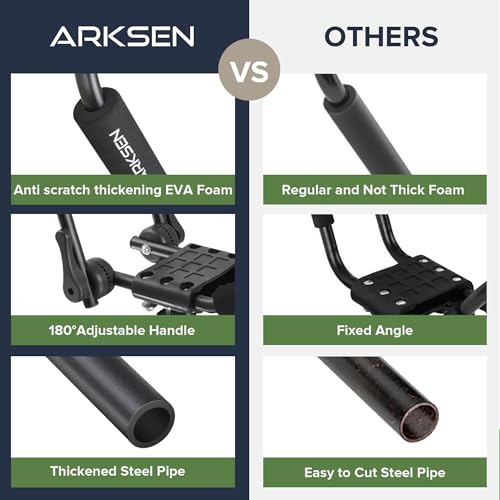 Arksen Universal 2 Pairs Heavy Duty Kayak Roof Rack J-Bar Easy to Carry Canoe Top Folding Adjustable Accessories for Car SUV Truck Crossbar with 4 pcs Top Mount Racks for Trip