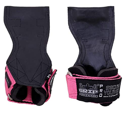 Lifting Grips PRO Weight Gloves Best Heavy Duty Straps Alternative to Power Hooks Deadlifts Adjustable Neoprene Padded Wrist Wrap (PkStRb, Large 7.50"-8.50" Wrist Size)