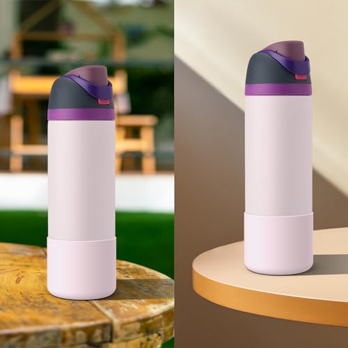 Comheral 2PCS Silicone Water Bottle Boot for Owala 24oz, Anti-Slip Protective Sleeve Bottom Bumper for FreeSip, Twist, and Flip Stainless Steel Bottles, Dishwasher Safe and BPA Free (Pink)