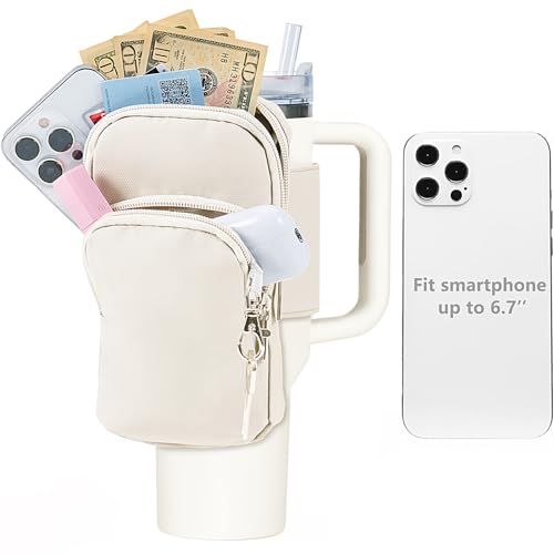 SUITMAT Water Bottle Pouch for Stanley Quencher Cup Tumbler, Large Cup Pouch Bag for Stanley Cup Accessories, with Multiple Pockets (Bag Only)