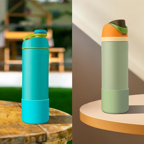Comheral 2PCS Silicone Water Bottle Boot for Owala 24oz, Anti-Slip Protective Sleeve Bottom Bumper for FreeSip, Twist, and Flip Stainless Steel Bottles, Dishwasher Safe and BPA Free(Mint)
