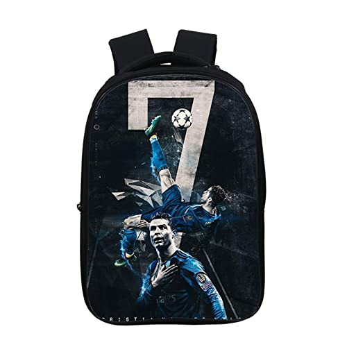 DENATOP Cristiano Ronaldo Graphic Backpack-Casual Travel Daypack Waterproof Bookbag for Football Fans