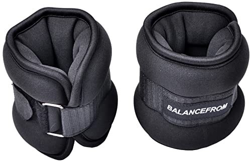 Signature Fitness Fully Adjustable Ankle Wrist Arm Leg Weights, 4 lbs each (8-lb pair), Black
