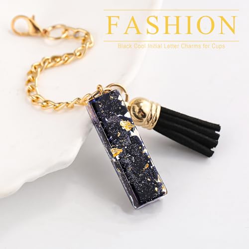 Letter Charm Accessories for Stanley Cup 1 PCS Cute Initial Keychain Handle Charm for Stanley Tumbler for Women Black Letter I