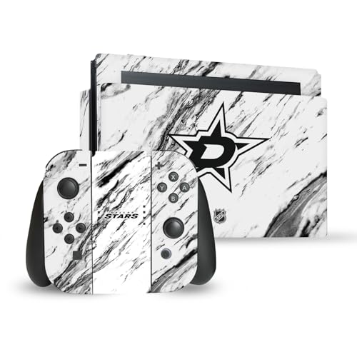 Head Case Designs Officially Licensed NHL Marble Dallas Stars Vinyl Sticker Gaming Skin Decal Cover Compatible with Nintendo Switch Console & Dock & Joy-Con Controller Bundle