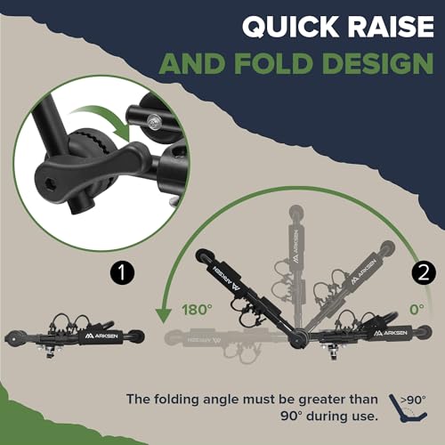 Arksen Universal 2 Pairs Heavy Duty Kayak Roof Rack J-Bar Easy to Carry Canoe Top Folding Adjustable Accessories for Car SUV Truck Crossbar with 4 pcs Top Mount Racks for Trip