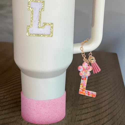 LA KEN DU Use for Stanley Cup Accessories Charms 40oz 30oz,Compatible with Stanley Cup Letter Charms for Handle Silicone Boot,Straw Cover Topper & Sticker(W)