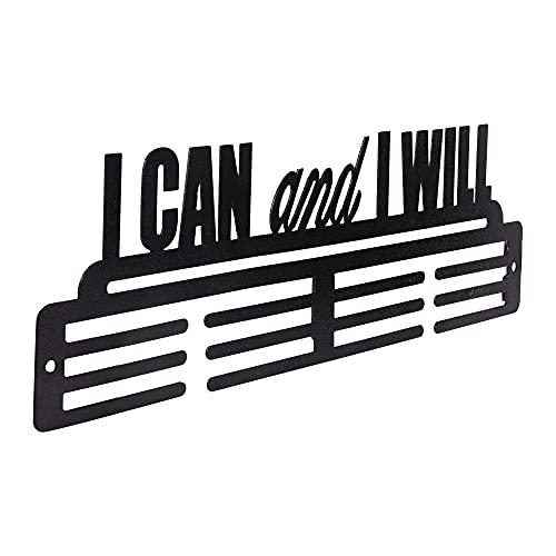 SEHAZ ARTWORKS Medal Hanger Display | Medal Holder Display | Medal Display Hanger | Medal Holder Wall (Holds Upto 30-40 Medals) I Can I Will Black