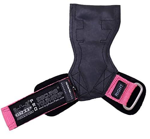 Lifting Grips PRO Weight Gloves Best Heavy Duty Straps Alternative to Power Hooks Deadlifts Adjustable Neoprene Padded Wrist Wrap (PkStRb, Large 7.50"-8.50" Wrist Size)