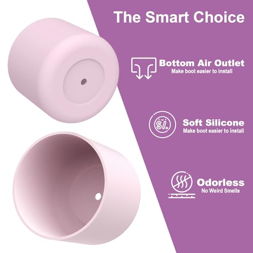 Comheral 2PCS Silicone Water Bottle Boot for Owala 24oz, Anti-Slip Protective Sleeve Bottom Bumper for FreeSip, Twist, and Flip Stainless Steel Bottles, Dishwasher Safe and BPA Free (Pink)
