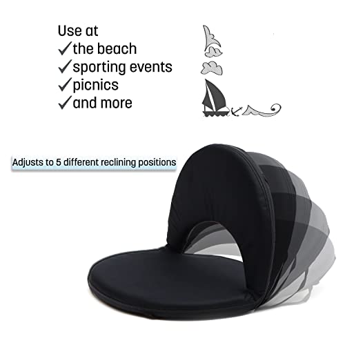 Trademark Innovations Portable Multiuse Adjustable Recliner Stadium Seat, Black