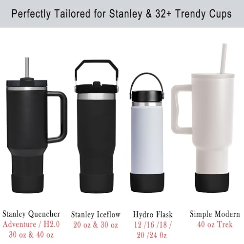 KTKUDY 2-Pack Silicone Boot for Stanley Tumbler 40 30 20 oz & Intended for Hydro Flask 12-24 oz - Cup Boot fit Select Yeti, Simple Modern, Owala Water Bottle - Bottom Cover Accessories Fit Stanley Cup