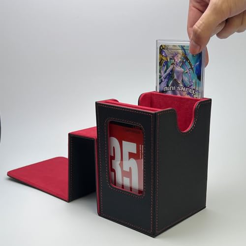 RizzRosa Card Deck Box for MTG Commander - Dual Card Display, Fits 100 Double-Sleeved Cards, Dice Tray, 2 Card Holders, Blue
