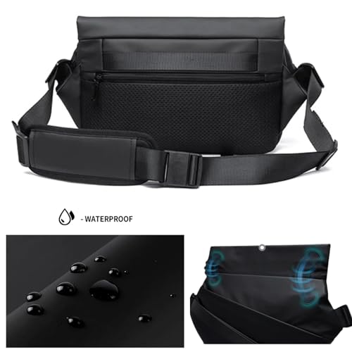 Obsidian Sling Bag, Stylish Crossbody Bag, Water-resistant Shoulder Bag, for Travel, Cycling, Sport, Hiking (Black)