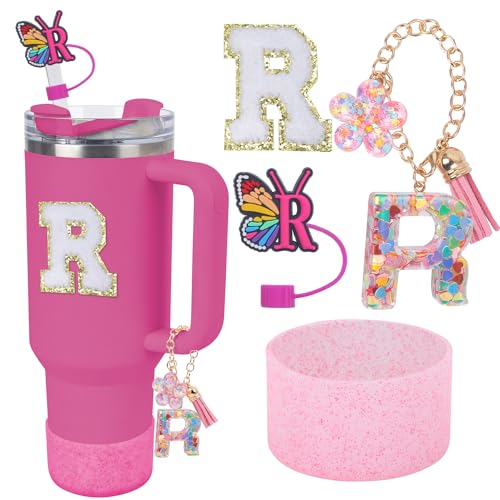 LA KEN DU Use for Stanley Cup Accessories Charms 40oz 30oz,Compatible with Stanley Cup Letter Charms for Handle Silicone Boot,Straw Cover Topper & Sticker(R)