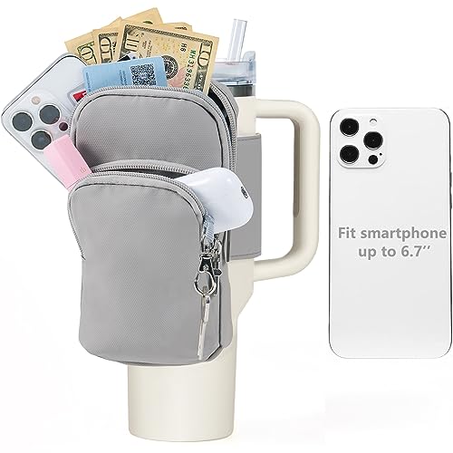 SUITMAT Water Bottle Pouch for Stanley Quencher Cup Tumbler, Large Cup Pouch Bag for Stanley Cup Accessories, with Multiple Pockets (Bag Only)