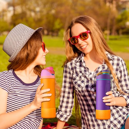 Comheral 2PCS Silicone Water Bottle Boot for Owala 24oz, Anti-Slip Protective Sleeve Bottom Bumper for FreeSip, Twist, and Flip Stainless Steel Bottles, Dishwasher Safe and BPA Free(Orange)