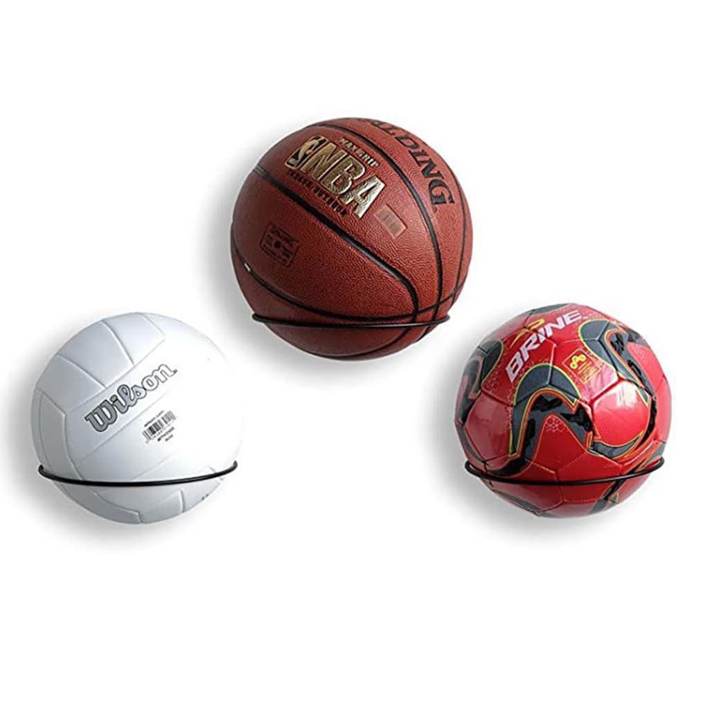 RT&BS Basketball Holder Wall Mount, 5pcs Ball Display Wall Storage for Basketball, Soccer Ball, Volleyball, Football, Rugby