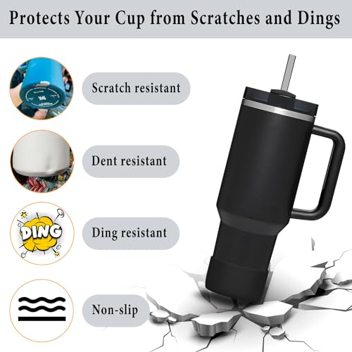 KTKUDY 2-Pack Silicone Boot for Stanley Tumbler 40 30 20 oz & Intended for Hydro Flask 12-24 oz - Cup Boot fit Select Yeti, Simple Modern, Owala Water Bottle - Bottom Cover Accessories Fit Stanley Cup