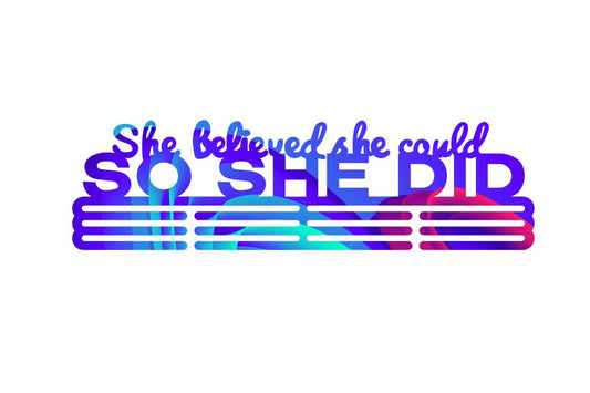 Lapetale Fashion She Believed She Could SO SHE DID Medal Hanger Display,Gymnastics Medal Holder for Girls,Medal Holder Upgraded New for Sports,Cheer,Gymnastics,Soccer,Softball,Marathon