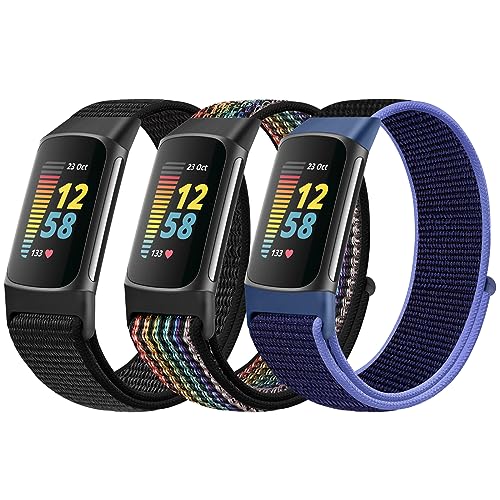 AVOD Sport Loop Nylon Watch Bands Only Compatible with Charge 6/Charge 5, Adjustable Breathable Replacement Soft Nylon Loop Wristband Accessories for Women Men for Charge 6/Charge 5
