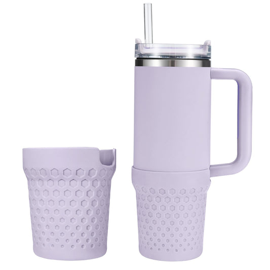 Thxbag Silicone Boot for Stanley Cup 30oz / 20oz, Orchid Boot Sleeve Cover Fit with Stanley H2.0 and Quencher Adventure Tumbler Accessories (Purple, 30 oz & 20 oz)