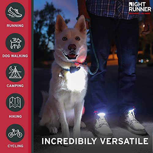 Night Runner 270 Shoe Lights - Rechargeable Battery & Waterproof Light for Runners, Dog Walking, Hiking - Best Safety Running Gear for High Visibility in Low Light - Red