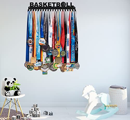 Lapetale Fashion Basketball Medal Hanger Display Medal Holder Hanger Display Rack,Easy Install Easy to Use,Basketball Medal Display Rack with Updated New,Medal Display Hanger Wall Hanger for Medals