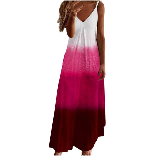 YFGEFTR Beach Vacation Dresses for Women Summer Dresses for Women 2024 Casual V-Neck Sleeveless Maxi Dress Spaghetti Strap Long Dress Bohemian Beach Sundress My Recent Orders
