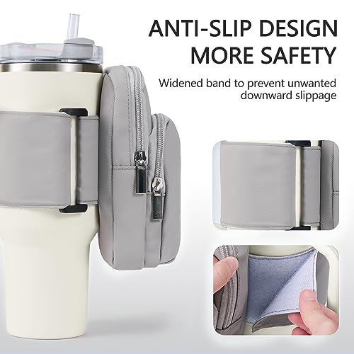 SUITMAT Water Bottle Pouch for Stanley Quencher Cup Tumbler, Large Cup Pouch Bag for Stanley Cup Accessories, with Multiple Pockets (Bag Only)
