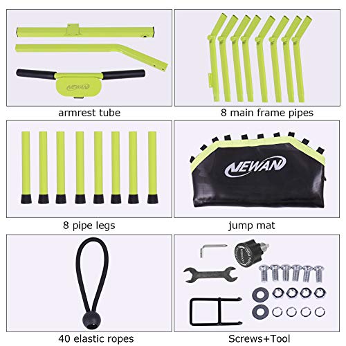 Newan 48" Fitness Trampoline with Adjustable Handle Bar, Silent Trampoline Bungee Rebounder Jumping Cardio Trainer Workout for Adults - Max Limit 330 lbs green