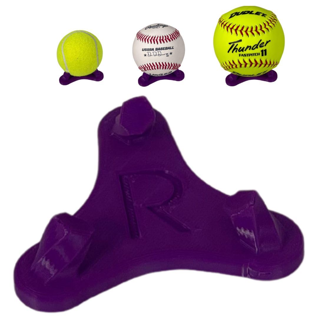 Small Ball Cradle Display Stand - Baseball, Softball and Tennis Ball Holder - Made in USA - Baseball Display Stand, Softball Display Stand, Tennis Ball Display Stand (Purple)