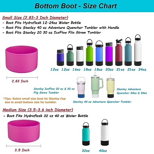 DBIW Boot for Hydro Flask 12-24 OZ Water Bottle/Stanley Tumbler, Bottom Boots for Hydroflask Sports Water Bottles, Silicone Bottom Cover Sleeve (Carnation, Fits Stanley Cups + Hydro 12-24 oz)