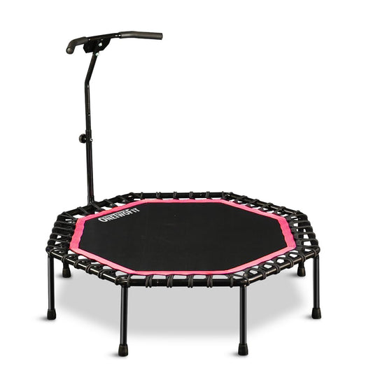 ONETWOFIT 51" Silent Trampoline with Adjustable Handle Bar, Fitness Trampoline Bungee Rebounder Jumping Cardio Trainer Workout for Adults…