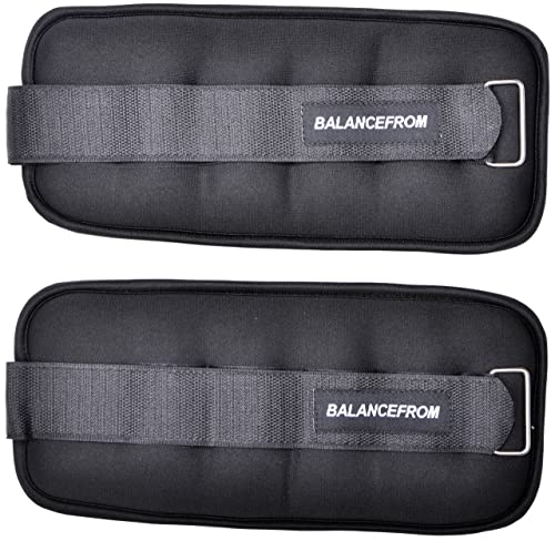 Signature Fitness Fully Adjustable Ankle Wrist Arm Leg Weights, 4 lbs each (8-lb pair), Black