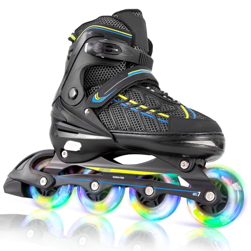 Fotoumgl Inline Skates for Adult and Kids, Adjustable Inline Skates with Light up Wheels, Outdoor Beginner Inline Skates for Girls, Boys, Women, Men