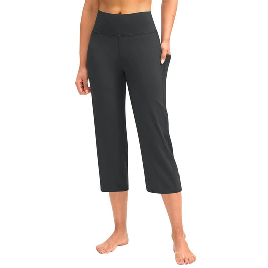 Generic Women's Plus Size High Waist Capri Casual Summer Loose Yoga Pants Lounge Sweat Capris Sweatpants Pockets Baggy Pajamas (Dark Gray,XXL), XX-Large