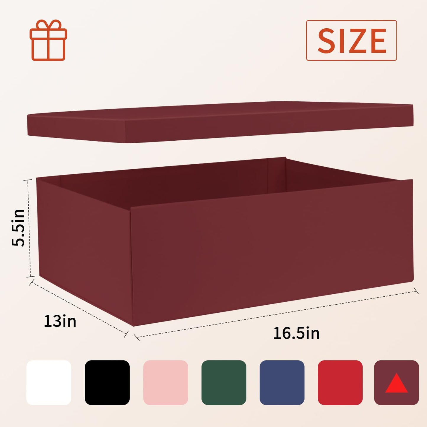 YINUOYOUJIA Large Gift Box 16.5x13x5.5 inches,Burgundy Boxes for Presents,Birthday,Valentine's Day,Mother's Day,Christmas,Anniversary.