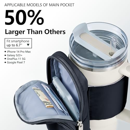 SUITMAT Water Bottle Pouch for Stanley Quencher Cup Tumbler, Large Cup Pouch Bag for Stanley Cup Accessories, with Multiple Pockets (Bag Only)