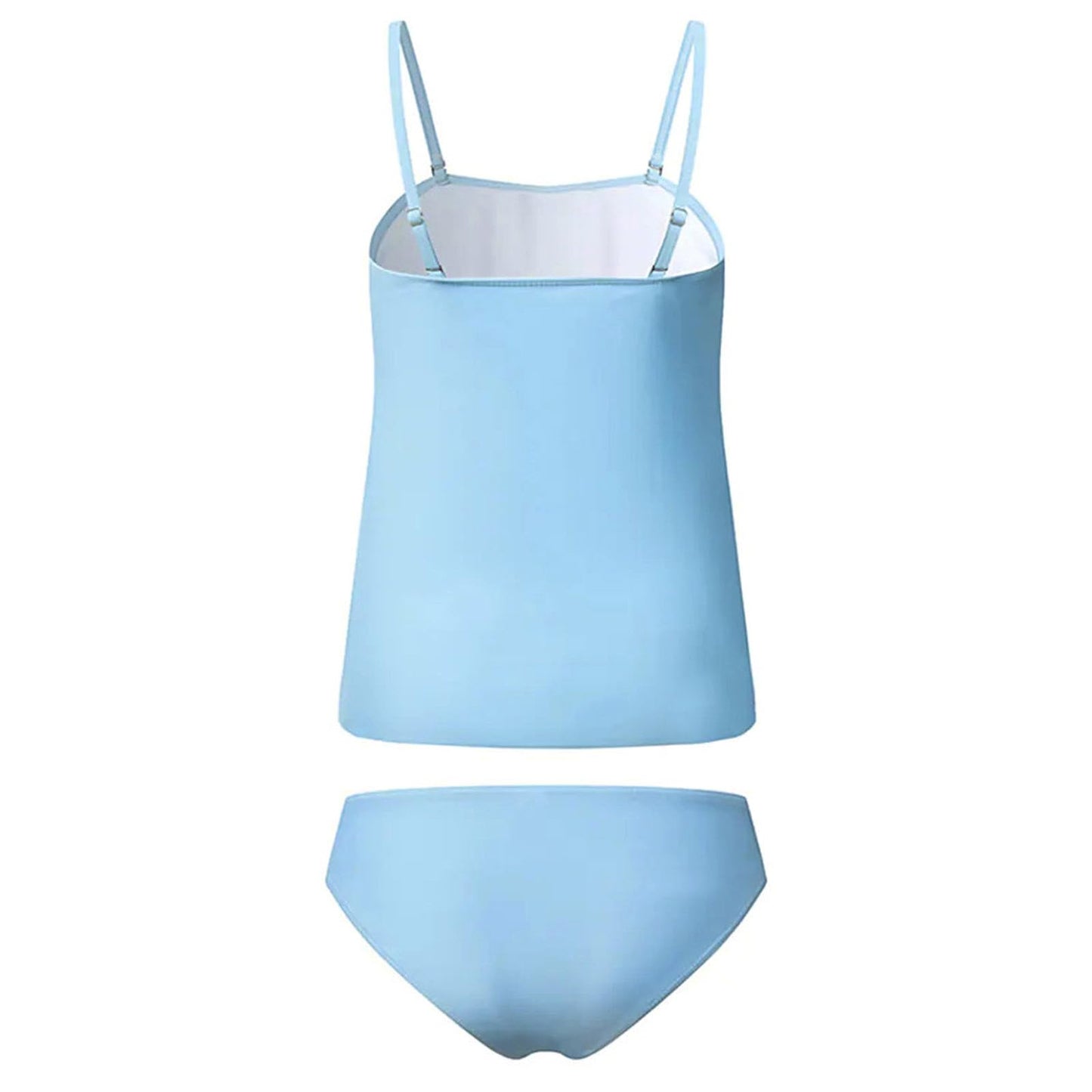 JEUROT 2 Piece Bandeau Swimsuits for Women Strapless Bathing Suits Tummy Control Flowy Swimwear with High Waisted Bottom Swim Suits 2024 Beach Vacation Outfits (Light Blue, XXL)