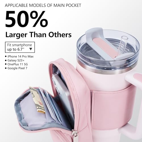 SUITMAT Water Bottle Pouch for Stanley Quencher Cup Tumbler, Large Cup Pouch Bag for Stanley Cup Accessories, with Multiple Pockets (Bag Only)