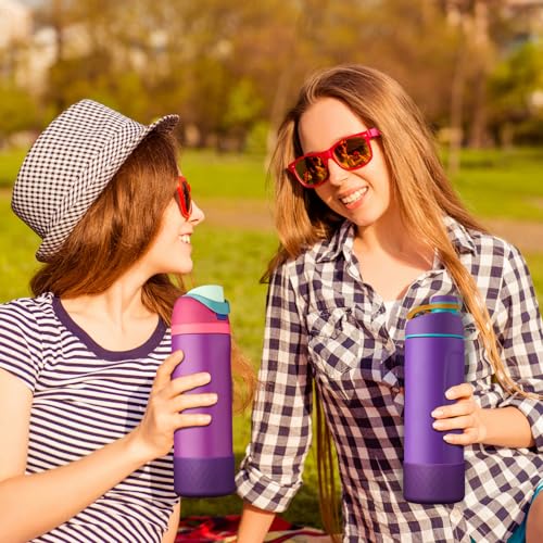 Comheral 2PCS Silicone Water Bottle Boot for Owala 24oz, Anti-Slip Protective Sleeve Bottom Bumper for FreeSip, Twist, and Flip Stainless Steel Bottles, Dishwasher Safe and BPA Free(Dark Purple)
